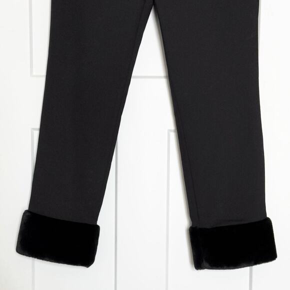 Zara Black Cropped Pants Faux Fur Womens Size M - Picture 5 of 9